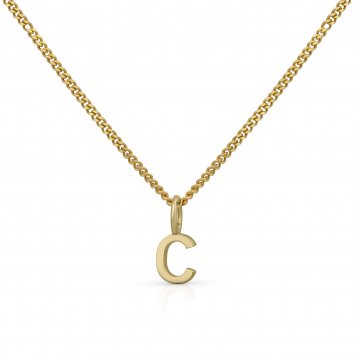 Halskette Gold 375 mit Anhänger 42/45cm lang Buchstabe C