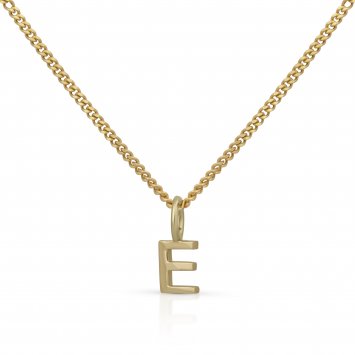 Halskette Gold 375 mit Anhänger 42/45cm lang Buchstabe E