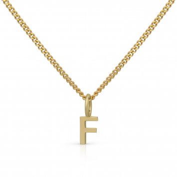Halskette Gold 375 mit Anhänger 42/45cm lang Buchstabe F