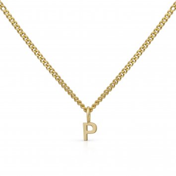 Halskette Gold 375 mit Anhänger 42/45cm lang Buchstabe P