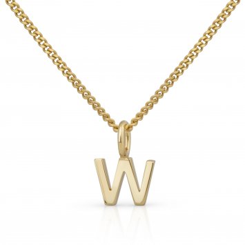 Halskette Gold 375 mit Anhänger 42/45cm lang Buchstabe W