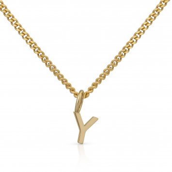 Halskette Gold 375 mit Anhänger 42/45cm lang Buchstabe Y