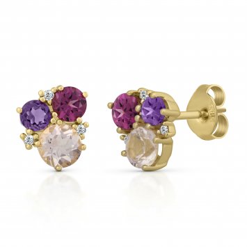 Ohrringe Gold 585 mit Amethyst Rosaquartz und Brillant