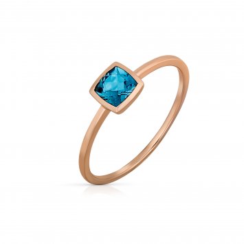 Ring 585 Gold Roségold mit Blautopas (beh.)