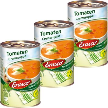 Erasco Tomaten Cremesuppe mit Tomatenstücken natürlich 390ml 3er Pack
