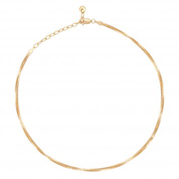 Collier Choker 925/- Sterling Silber Venezianer Kette vergoldet zweireihig