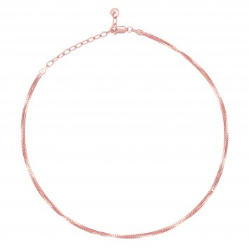 Collier Choker 925/- Sterling Silber Venezianer Kette rosé vergoldet zweireihig