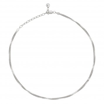 Collier Choker 925/- Sterling Silber Venezianer Kette rhodiniert zweireihig