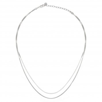 Collier 925/- Sterling Silber Venezianer Kette rhodiniert zweireihig