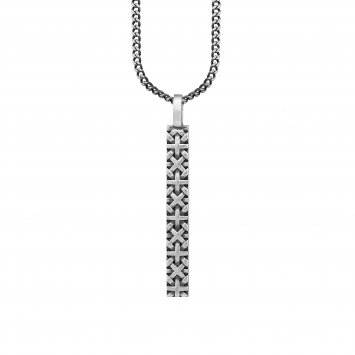 Anhänger mit Kette 925/- Silber matt oxidiert Flechtoptik