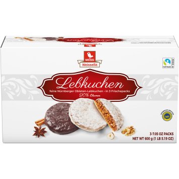 Weiss Weissella Oblatenlebkuchen Lebkuchengenuss in 2 Sorten 600g