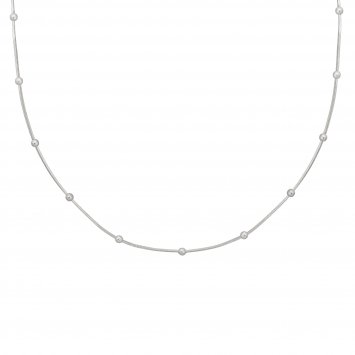 Collier 925/- Sterling Silber Schlangenkette vierseitig diamantiert mit Kugeln rhodiniert