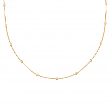 Collier 925/- Sterling Silber Schlangenkette vierseitig diamantiert mit Kugeln vergoldet