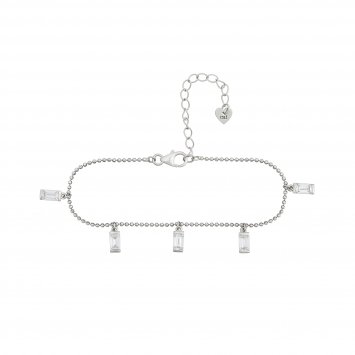 Armband 925/- Sterling Silber rhodiniert Anhänger Zirkonia Baguette
