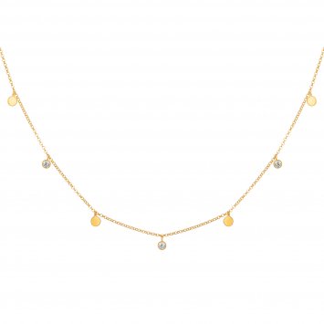 Collier 925/- Sterling Silber vergoldet Anhänger Plättchen Zirkonia