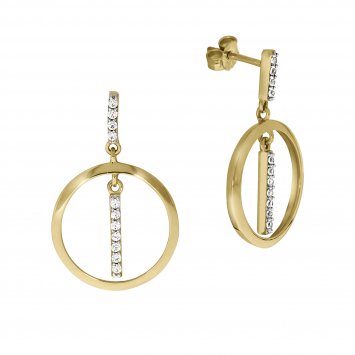 Ohrring 375/- Gelbgold 2farbig Zirkonia
