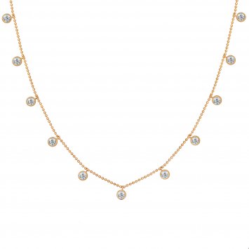 Collier 925/- Sterling Silber vergoldet Anhänger rund Zirkonia