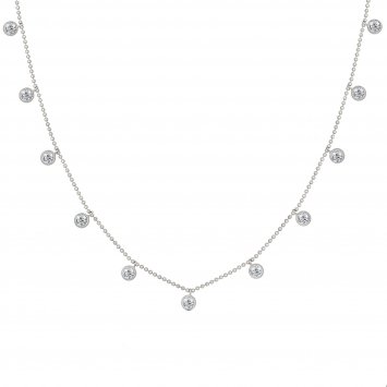 Collier 925/- Sterling Silber rhodiniert Anhänger rund Zirkonia