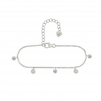 Armband 925/- Sterling Silber rhodiniert Anhänger Plättchen Zirkonia
