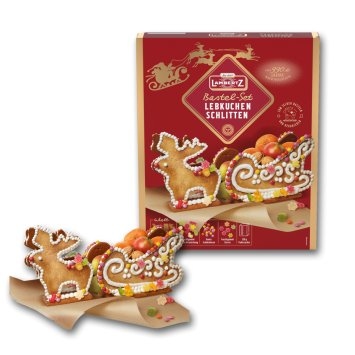 Lambertz Lebkuchen Schlitten Bastel Set zum selbst dekorieren 828g