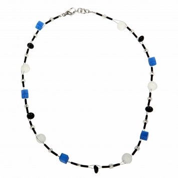 Collierkette Edelstahl Onyx Acryl Kristall