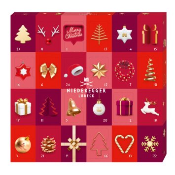 Niederegger Mini Glamour Adventskalender gefüllt mit Pralinen 168g