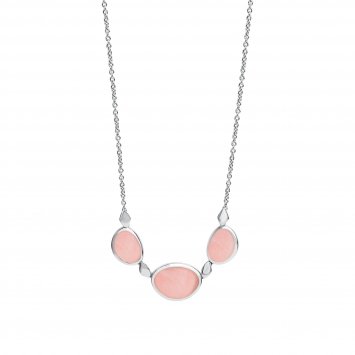 Halskette Silber 925 rhodiniert 42+3cm mit echtem Rosenquarz