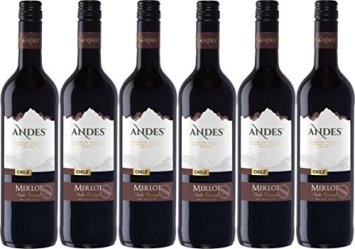 Andes Merlot Qualitätswein trockener Rotwein aus Chile 4500ml, 6er Pack