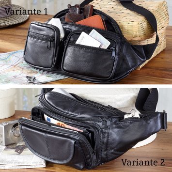 Leder-Bauchtasche 6 Taschen