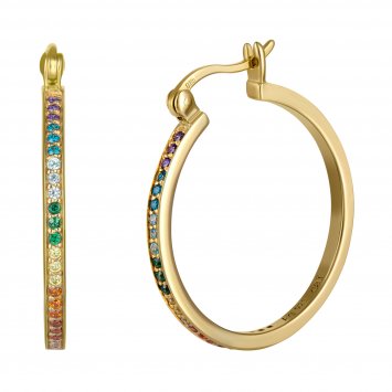 Creolen 925/-Sterling Silber vergoldet Zirkonia bunt Rainbow