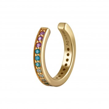 Ear Cuff 925 Silber gelb vergoldet Zirkonia bunt Rainbow