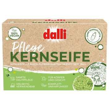 dalli Pflege Kernseife Vegan für Körper und Gesicht 1 Stück 125g