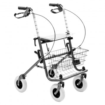 Stahlrollator mit Tablett