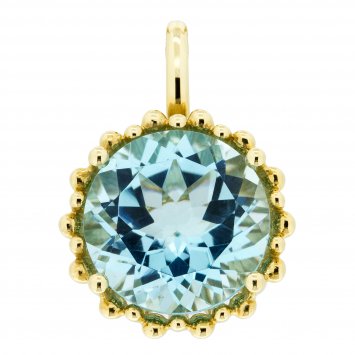 Anhänger 585 Gold mit Topas blau (beh.) 11,5mm rund