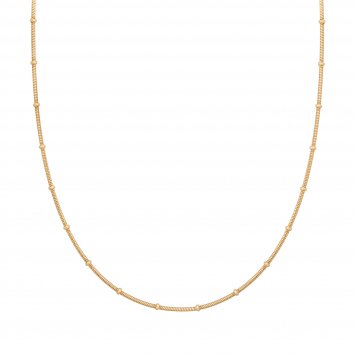 Collier 925 Silber vergoldet Schlangenkette rund mit Kugeln