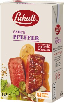 Lukull Pfeffer Sauce cremig würzig zum Verfeinern von Fleischgerichten 1000ml