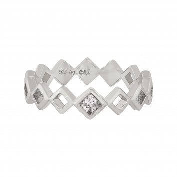 Ring 925 Silber rhodiniert Rauten mit Zirkonia