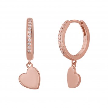 Creole 925 Sterling Silber rosé vergoldet Herz Zirkonia