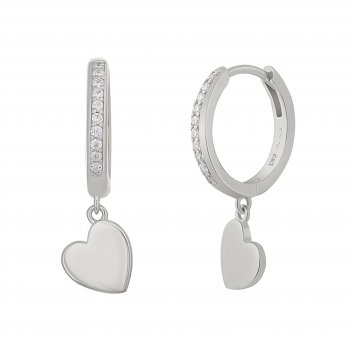 Creole 925 Sterling Silber rhodiniert Herz Zirkonia