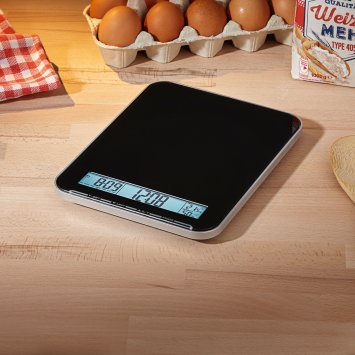 Digitale Küchenwaage mit Uhr