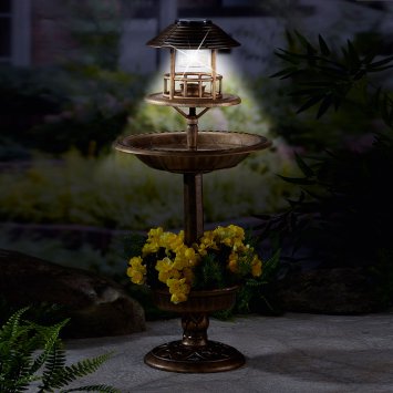 Solar-Vogelstation mit Pflanzschale