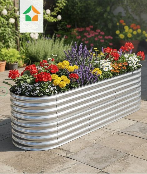 Hochbeet Stahl Oval L 320 x 80 x 80 Silber 
