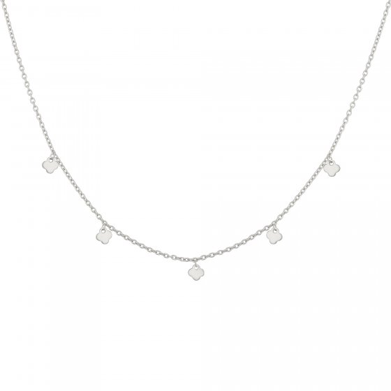 Collier 925 Silber rhodiniert Anhänger Kleeblatt 
