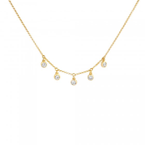 Halskette Silber 925 vergoldet 45cm lang mit weißen Zirkonia-Steinen 