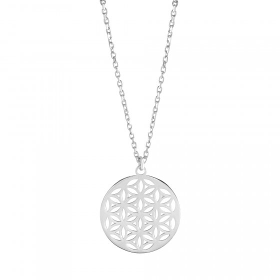 Halskette Silber 925 rhodiniert 42+3cm lang mit Motiv Blume des Lebens 