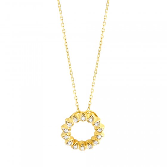 Halskette Gold 375 zweifarbig mit 14x Diamant zus. 0,10ct. 