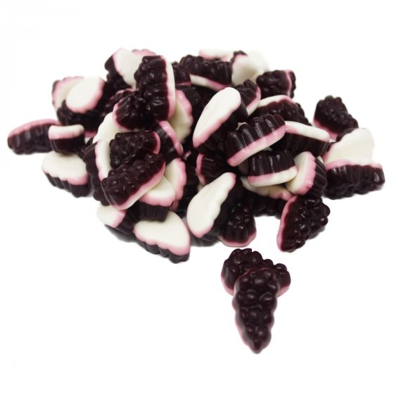 Fruchtgummi Trauben dunkelrot mit rosa Schaumzuckerboden 1000g