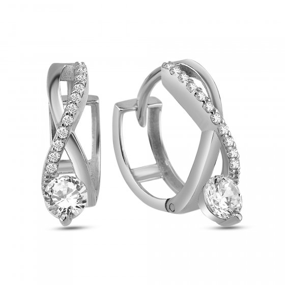 Ohrringe 925 Silber rhodiniert X-Creole mit Zirkonia 