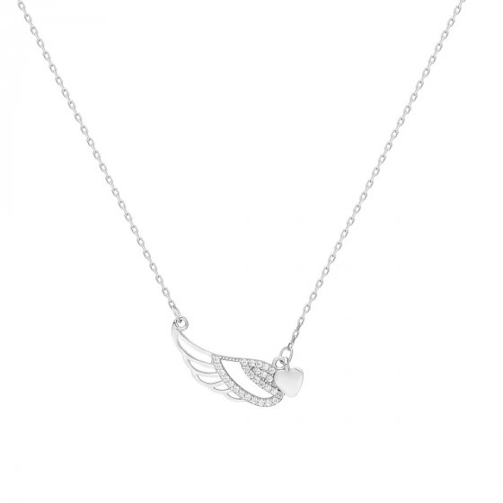 Anhänger mit Kette Engelsflügel 925/- Sterling Silber Zirkonia Weiß 