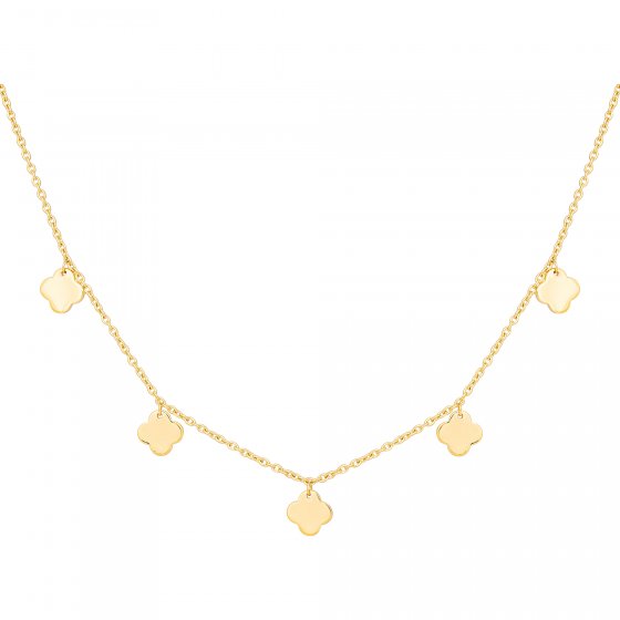 Collier 925 Sterling Silber gelb vergoldet Anhänger Clover Kleeblatt 